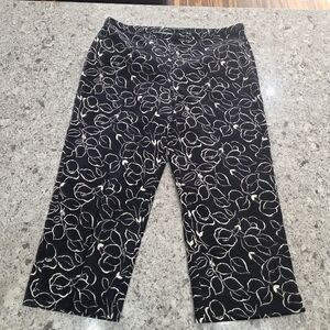 Lauren Ralph Lauren Pants Womens 12 Black Floral High Waist Crop Side Zip Preppy
